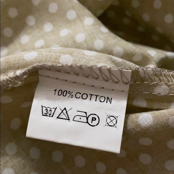 Ciel USA medium V-neck 3/4 sleeve tan white blouse - Picture 5 of 6